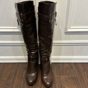 Guess 20”Tall 5” Heel Never Worn Leather Boots in box (will not ship in box)